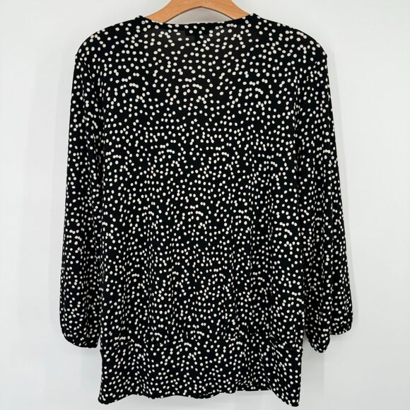 talbots Polka Dot V-Neck Blouse top Women's Size large black knit 3/4 sleeve - Picture 5 of 9